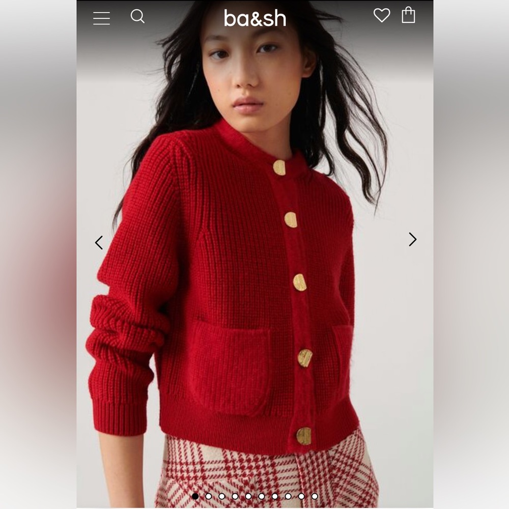 ISO BA&SH Purrl Cardigan in red, size 2